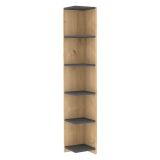 Libreria Marrone Rovere Nero Antracite 5 Ripiani Installazione Libera 25x25x160h cm, Sfumatura Colore Struttura Rovere - Tufillo