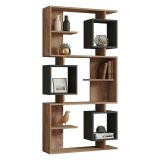 Libreria Marrone Rovere Nero Antracite 8 Ripiani Installazione Libera 90x25x172h cm, Sfumatura Colore Struttura Rovere - Cergnago