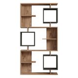 Libreria Marrone Rovere Nero Antracite 8 Ripiani Installazione Libera 90x25x172h cm, Sfumatura Colore Struttura Rovere - Cergnago