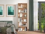 Libreria Marrone Rovere Nodi 5 Ripiani Installazione a Terra 70x24.5x211.5h cm, Sfumatura Colore Struttura Rovere Nodi - Pramollo