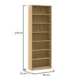 Libreria Marrone Rovere Nodi 6 Ripiani Installazione a Terra 80x33x234h cm, Struttura Verticale - Lika