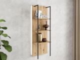 Libreria Marrone Rovere Nodi Nero 3 Ripiani Installazione a Terra, Sospesa 50x28x137.5h cm, Colore Struttura Nero - Cimolais