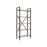 Libreria Martone, Scaffale da ufficio, Mobile portalibri, Biblioteca, 90x34 h180 cm, Beige e Nero
