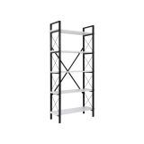 Libreria Martone, Scaffale da ufficio, Mobile portalibri, Biblioteca, 90x34 h180 cm, Bianco e Nero