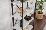 Libreria Martone, Scaffale da ufficio, Mobile portalibri, Biblioteca, 90x34 h180 cm, Bianco e Nero