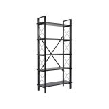 Libreria Martone, Scaffale da ufficio, Mobile portalibri, Biblioteca, 90x34 h180 cm, Nero