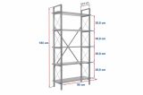 Libreria Martone, Scaffale da ufficio, Mobile portalibri, Biblioteca, 90x34 h180 cm, Nero