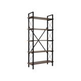 Libreria Martone, Scaffale da ufficio, Mobile portalibri, Biblioteca, 90x34 h180 cm, Noce e Nero