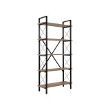 Libreria Martone, Scaffale da ufficio, Mobile portalibri, Biblioteca, 90x34 h180 cm, Pino e Nero