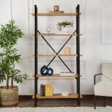 Libreria Martone, Scaffale da ufficio, Mobile portalibri, Biblioteca, 90x34 h180 cm, Pino e Nero