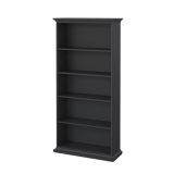 Libreria Mireille, Scaffale da ufficio, Mobile portalibri, Biblioteca, 37x96 h201 cm, Grigio