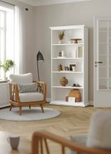 Libreria Mireille, Scaffale da ufficio, Mobile portalibri, Biblioteca, 96x37 h201 cm, Bianco