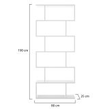 Libreria Misma, Scaffale da ufficio multiuso, Mobile biblioteca portalibri a 6 ripiani, 80x25h190 cm, Bianco lucido