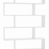 Libreria Misma, Scaffale da ufficio multiuso, Mobile biblioteca portalibri a 6 ripiani, 80x25h190 cm, Bianco lucido