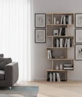 Libreria Misma, Scaffale da ufficio multiuso, Mobile biblioteca portalibri a 6 ripiani, 80x25h190 cm, Rovere