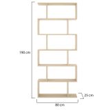 Libreria Misma, Scaffale da ufficio multiuso, Mobile biblioteca portalibri a 6 ripiani, 80x25h190 cm, Rovere