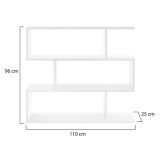 Libreria Misone, Scaffale da ufficio multiuso, Mobile biblioteca portalibri a 3 ripiani, 110x25h96 cm, Bianco lucido