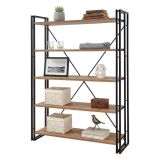 Libreria moderna quercia e nera 130x180h cm - Demetria