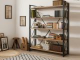 Libreria moderna quercia e nera 130x180h cm - Demetria