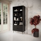 Libreria Nero 2 Cassetti 4 Ripiani 88x38x194h cm, con Piedini - Kabavasi