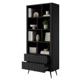 Libreria Nero 2 Cassetti 4 Ripiani 88x38x194h cm, con Piedini - Kabavasi