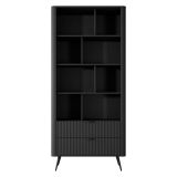 Libreria Nero 2 Cassetti 4 Ripiani 88x38x194h cm, con Piedini - Kabavasi