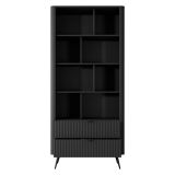 Libreria Nero 2 Cassetti 4 Ripiani 88x38x194h cm, con Piedini - Kabavasi