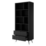 Libreria Nero 2 Cassetti 4 Ripiani 88x38x194h cm, con Piedini - Kabavasi