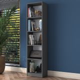 Libreria Nero Antracite 4 Ripiani Installazione Libera 40x25x162h cm, Struttura Verticale - Clitunno