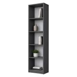Libreria Nero Antracite 4 Ripiani Installazione Libera 40x25x162h cm, Struttura Verticale - Clitunno