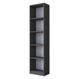 Libreria Nero Antracite 4 Ripiani Installazione Libera 40x25x162h cm, Struttura Verticale - Clitunno