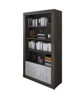 Libreria Nero Antracite Grigio Cemento 3 Ripiani 2 Ante 105x42x191h cm, Installazione a Terra - Spinoso
