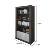 Libreria Nero Antracite Grigio Cemento 3 Ripiani 2 Ante 105x42x191h cm, Installazione a Terra - Spinoso