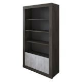 Libreria Nero Antracite Grigio Cemento 3 Ripiani 2 Ante 105x42x191h cm, Installazione a Terra - Spinoso