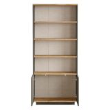 Libreria Nero Antracite Marrone Rovere 3 Ripiani 2 Ante 75x27x168h cm, Installazione Libera - Dego