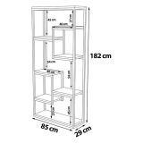 Libreria Nero Marrone Noce 6 Ripiani Installazione Libera 85x29x182h cm, Utilizzabile Come Divisorio Locale - Rofrano