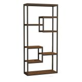 Libreria Nero Marrone Noce 6 Ripiani Installazione Libera 85x29x182h cm, Utilizzabile Come Divisorio Locale - Rofrano