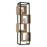 Libreria Nero Marrone Rovere 4 Ripiani Installazione Libera 44x29x140h cm, Sfumatura Colore Struttura Rovere - Navel