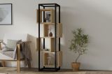 Libreria Nero Marrone Rovere 4 Ripiani Installazione Libera 44x29x140h cm, Sfumatura Colore Struttura Rovere - Navel