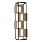 Libreria Nero Marrone Rovere 4 Ripiani Installazione Libera 44x29x140h cm, Sfumatura Colore Struttura Rovere - Navel
