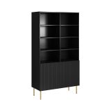 Libreria Nero oro un Ripiano Piedini oro 100x42x177h cm, 2 Ante - Estremoz