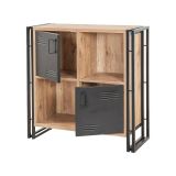 Libreria Orion, Scaffale da ufficio, Mobile portalibri, Biblioteca, Quercia e Nero, 89x35h89 cm