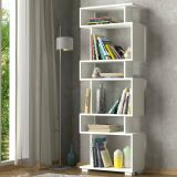 Libreria Panopea, Scaffale da ufficio, Mobile portalibri, Biblioteca, 60x20h165 cm, Bianco