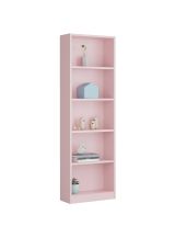 Libreria Pomona, Mobile portalibri alta a 5 ripiani, Scaffale da ufficio o cameretta, Scaffale moderno con scomparti, 52x25h180 cm, Rosa