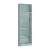 Libreria Pomona, Mobile portalibri alta a 5 ripiani, Scaffale da ufficio o cameretta, Scaffale moderno con scomparti, 52x25h80 cm, Verde acqua