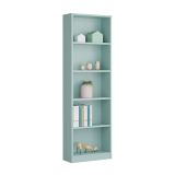 Libreria Pomona, Mobile portalibri alta a 5 ripiani, Scaffale da ufficio o cameretta, Scaffale moderno con scomparti, 52x25h80 cm, Verde acqua