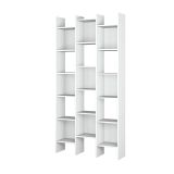 Libreria Rockford, Mobile portalibri con 18 ripiani, Scaffale con scomparti quadrati, Scaffale moderno da ufficio, 96x29h192 cm, Bianco
