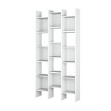 Libreria Rockford, Mobile portalibri con 18 ripiani, Scaffale con scomparti quadrati, Scaffale moderno da ufficio, 96x29h192 cm, Bianco