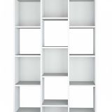 Libreria Rockford, Mobile portalibri con 18 ripiani, Scaffale con scomparti quadrati, Scaffale moderno da ufficio, 96x29h192 cm, Bianco
