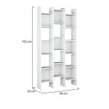 Libreria Rockford, Mobile portalibri con 18 ripiani, Scaffale con scomparti quadrati, Scaffale moderno da ufficio, 96x29h192 cm, Bianco
